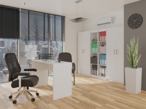 REGAŁ BIUROWY SALON BIURO DRZWI OLIV 2D BIAŁY MAT (7/21)