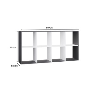 Regál MALAX 2X4 - antracit + bílá (7/7)