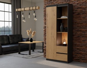 REGAŁ RS-80 BILY - ANTRACYT / DĄB ARTISAN (4/4)