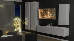 RTV stolek visící VIDA 1 100cm Bílý lesk (6/10)
