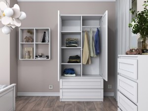 Šatní skříň PAFOS SS-90 bílá ramiak (8/8)