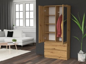 Šatní skříň SS-90 zrcadlo Antracit + dub artisan (8/13)