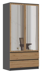 Šatní skříň SS-90 zrcadlo Antracit + dub artisan (9/13)