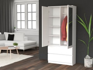 Šatní skříň SS-90 zrcadlo Bílá (14/14)