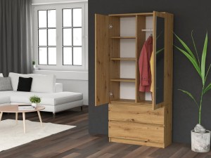 Šatní skříň SS-90 zrcadlo Dub artisan (7/10)