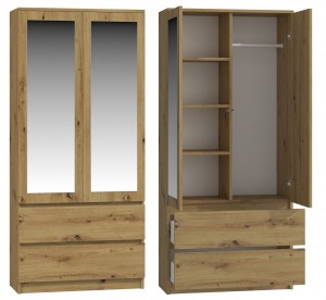 Šatní skříň SS-90 zrcadlo Dub artisan