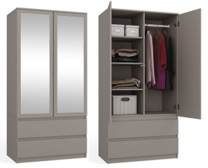 Šatní skříň SS-90 zrcadlo hnědošedá