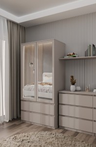 Šatní skříň SS-90 zrcadlo hnědošedá (7/7)