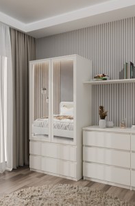 Šatní skříň SS-90 zrcadlo kašmír (7/7)