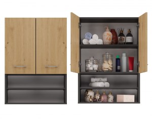 Skříňka nad pračku POLA MINI DK Antracit + dub artisan (7/7)