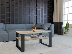STOLIK KAWOWY ŁAWA MODERN 1P DĄB SONOMA / CZERŃ (4/6)