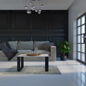 STOLIK KAWOWY ŁAWA SALON LOFT MODERN BIEL - CZERŃ (4/6)