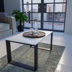 STOLIK KAWOWY ŁAWA SALON LOFT MODERN BIEL - CZERŃ (6/6)