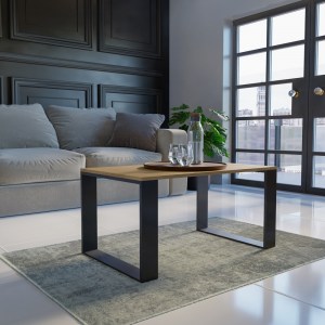 STOLIK KAWOWY ŁAWA SALON LOFT MODERN DĄB ARTISAN - CZERŃ (5/6)