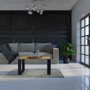 STOLIK KAWOWY ŁAWA SALON LOFT MODERN DĄB ARTISAN - CZERŃ (6/6)