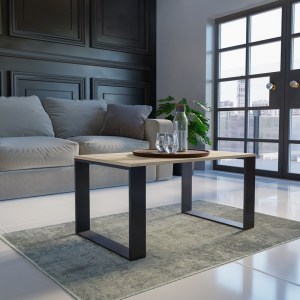 STOLIK KAWOWY ŁAWA SALON LOFT MODERN DĄB SONOMA - CZERŃ (5/6)