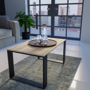 STOLIK KAWOWY ŁAWA SALON LOFT MODERN DĄB SONOMA - CZERŃ (6/6)