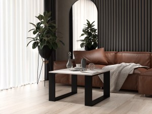 STOLIK KAWOWY ŁAWA SALON LOFT MODERN MINI BIEL CZERŃ (3/9)