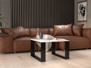 STOLIK KAWOWY ŁAWA SALON LOFT MODERN MINI BIEL CZERŃ (4/9)