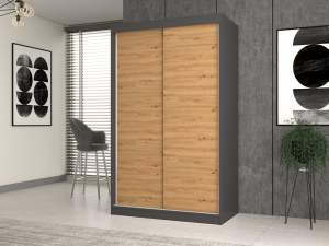 SZAFA IGA 120 - ANTRACYT / DĄB ARTISAN (2/4)