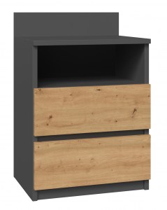 SZAFKA NOCNA MALWA M1 - ANTRACYT / DĄB ARTISAN