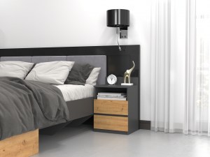 SZAFKA NOCNA MALWA M1 - ANTRACYT / DĄB ARTISAN (2/14)