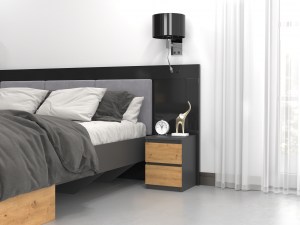 SZAFKA NOCNA MALWA M2 - ANTRACYT / DĄB ARTISAN (2/11)