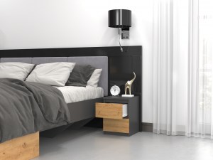 SZAFKA NOCNA MALWA M2 - ANTRACYT / DĄB ARTISAN (4/11)