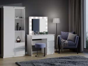 Toaletní stolek Marina + MIJAS pravý Bílá (3/4)