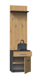 Věšák DUO Antracit + dub artisan (5/6)