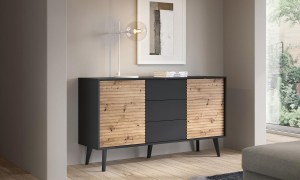Komoda WILLOW KSZ154 - dub artisan + černá (4/7)