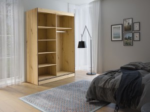 Ilustrační foto - Šatní skříň OSLIN II 120 cm dub artisan + černá (2/2)