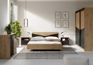 Postel ASTON 165x205 - dub + černá (2/4)