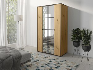 Šatní skříň OSLIN I 120 cm dub artisan + černá