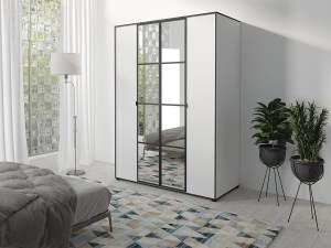 Šatní skříň OSLIN I 150 cm bíla + černá