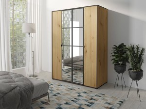 Šatní skříň OSLIN I 150 cm dub artisan + černá