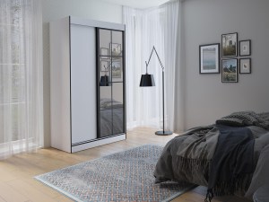 Šatní skříň OSLIN II 120 cm bílá + černá