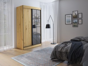 Šatní skříň OSLIN II 120 cm dub artisan + černá