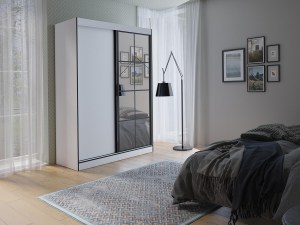 Šatní skříň OSLIN II 150 cm bílá + černá
