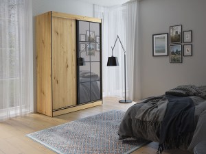 Šatní skříň OSLIN II 150 cm dub artisan + černá