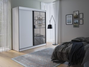 Šatní skříň OSLIN II 180 cm bílá + černá