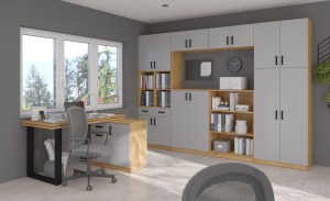 Skříň MALTA 2F věšák Světlešedá + dub artisan (2/6)