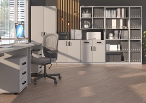Skříňka dolní MALTA 2F Světlešedá + dub artisan (2/8)