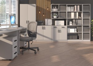 Skříňka dolní MALTA 2F Světlešedá + dub artisan (7/8)
