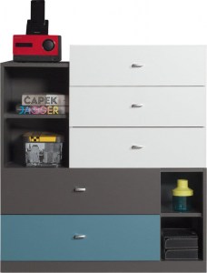 Komoda TABLO TA7 grafit + bílá lux + atlantic