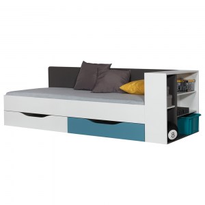 Postel TABLO TA12AB 90x200 + regál - grafit + bílý lux + atlantic