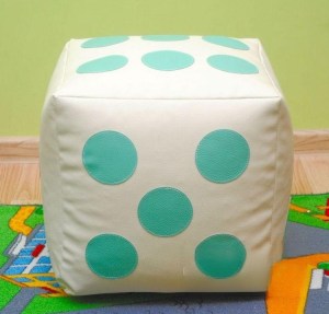 Dětský taburet KOSTKA 30 cm - béžová + mentolová