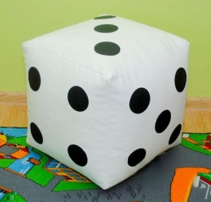 Dětský taburet KOSTKA 30 cm - bílá + černá (3/7)