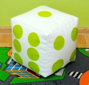 Dětský taburet KOSTKA 30 cm - bílá + zelená