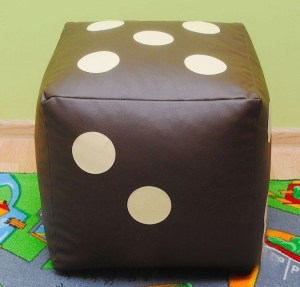 Dětský taburet KOSTKA 30 cm - čokoláda + béžová (2/6)